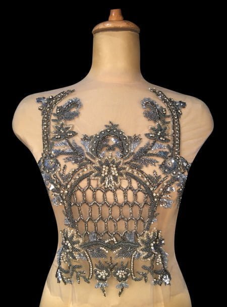 Stunning Grey Hand Beaded Bustier (front only)